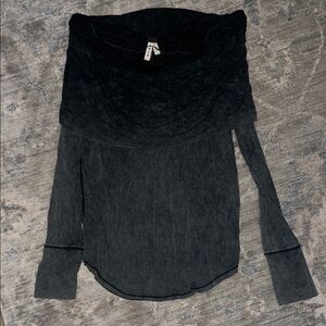 Off-Shoulder Dark Gray Long Sleeve Top